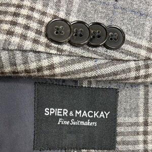 Spier & Mackay Sport Coat Men 40 Slim Gray Blue Plaid Wool Flannel Unstructured